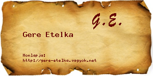 Gere Etelka névjegykártya